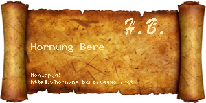 Hornung Bere névjegykártya